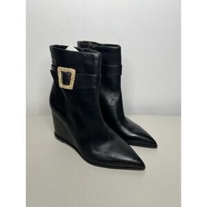 Sam Edelman Weslie Leather Wedge Ankle Boots Pointed Toe Women’s Size 8.5